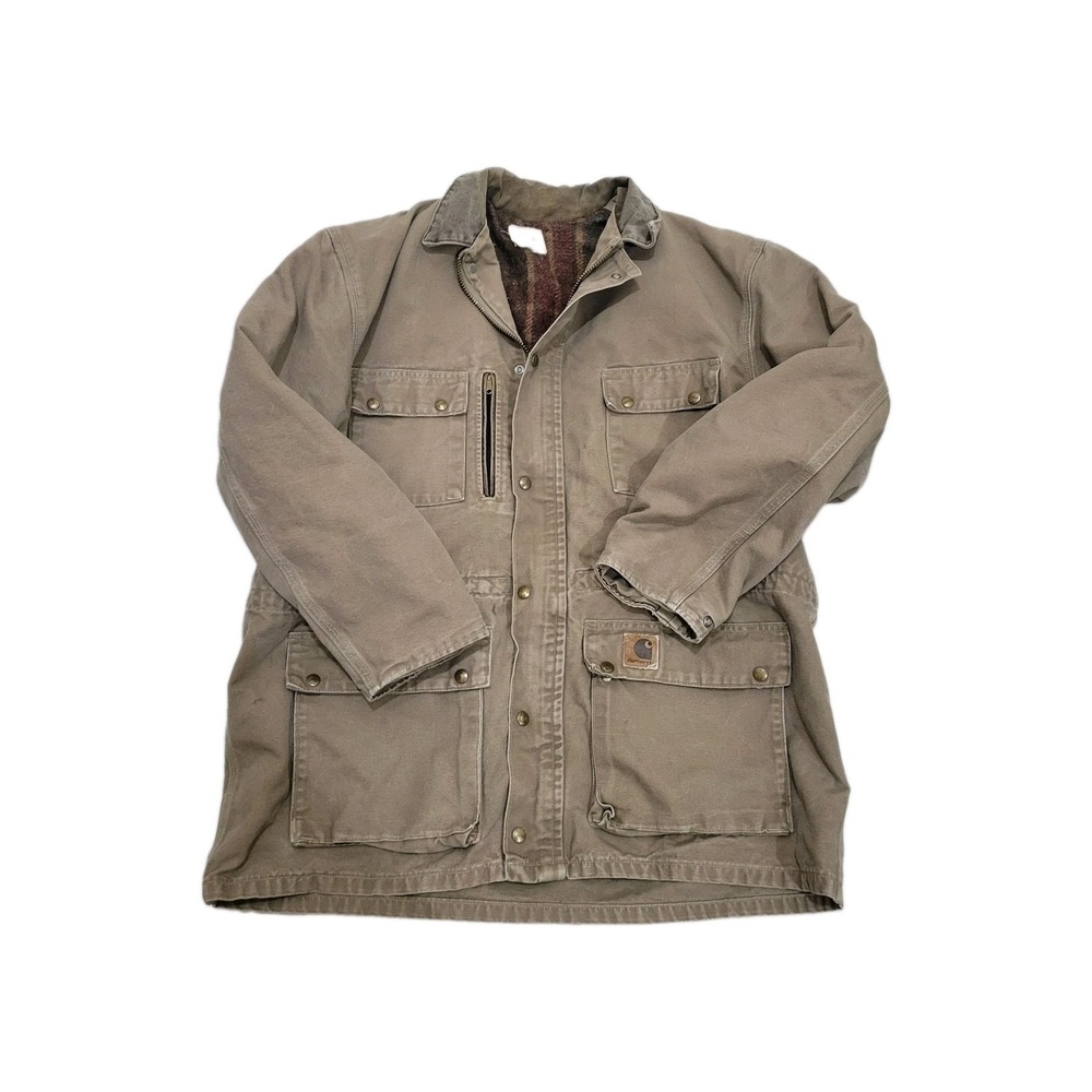 VTG Carhartt Canvas Blanket Lined Washed Duck Parka Barn Coat Mens XL PB1321 USA